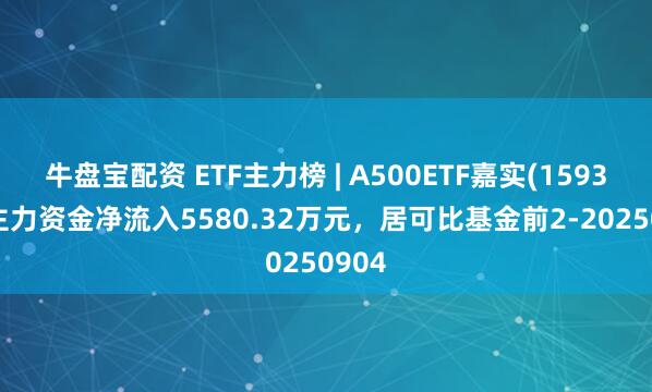 牛盘宝配资 ETF主力榜 | A500ETF嘉实(159351)主力资金净流入5580.32万元，居可比基金前2-20250904